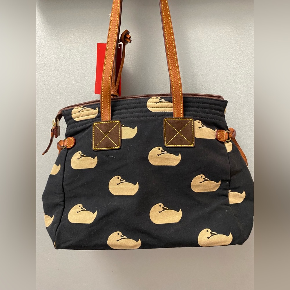 Dooney & Bourke NWT Classic Duck Print black and tan canvas bag